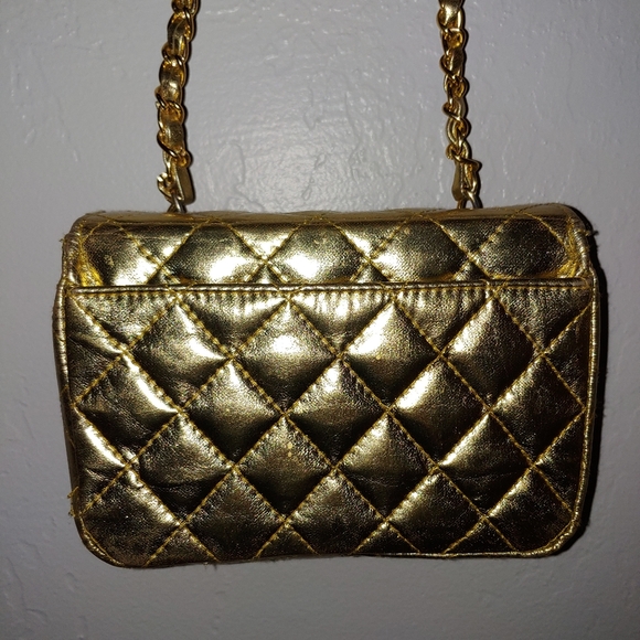 Vintage gold purse with long strap - Picture 2 of 16